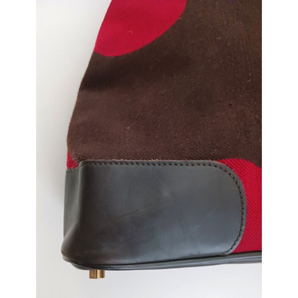 Hartman Luxe Collection Weekender Travel Bag Brown / Red Polka Dots Leather Trim - Picture 9 of 12